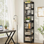 Tribesigns 78.7 Inch Tall Skinny Narrow Bookshelf Bookcase Set of 2, Black - Image 6