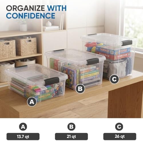 Superio 21 Quart Clear Plastic Storage Boxes with Lids, Stackable Organizer Containers, BPA-Free Storage Bins for Home, Office, School & Dorm, 1 Pack - Image 5