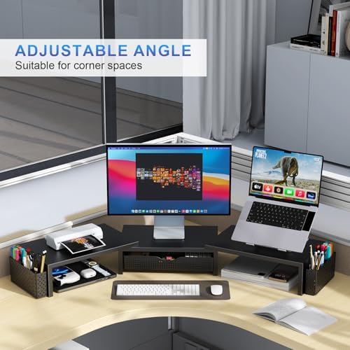 gianotter Dual Monitor Stand Riser With Drawer and 2 Pen Holders - Image 5