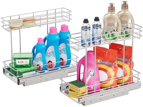 Under Sink Organizer 9" W X19 D, Pull Out Cabinet Organizer 2 Tier by STORKING
