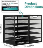 TQVAI 12 Compartments Desktop Literature Organizer, Metal Frame Paper Sorter with Handles, Adjustable Mailbox for Classroom and Office, Desk File Organizer for Document, Bill, Magazine, Black - Image 2