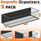ULIBERMAGNET Magnetic Baskets Fridge Organizers, Large Capacity Metal Wire Mesh Basket Spice Rack for Fridge Storage, Magnetic Shelf for Garage, Laundry, Kitchen, Workshop, Cabinet(2 Pack) - Image 2
