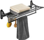 BESy Towel Racks with Foldable Towel Bar Hooks Wall Mount Oil Rubbed Bronze by BESy