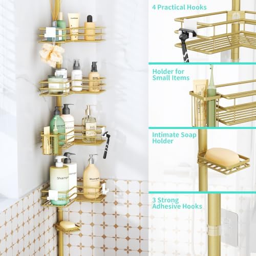 HapiRm Corner Shower Caddy Shelves - Shower Rack with Toothbrush Holder - Image 2