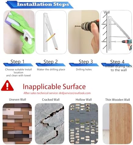 Dr.DJ Clothes Drying Rack Wall Mounted, Retractable & Foldable Clothes Hanger for Laundry Room Organization and Storage, Clothes Hanger Rack for Dorm, Closet, Balcony, Laundry Room(2Pack, Wood) - Image 7