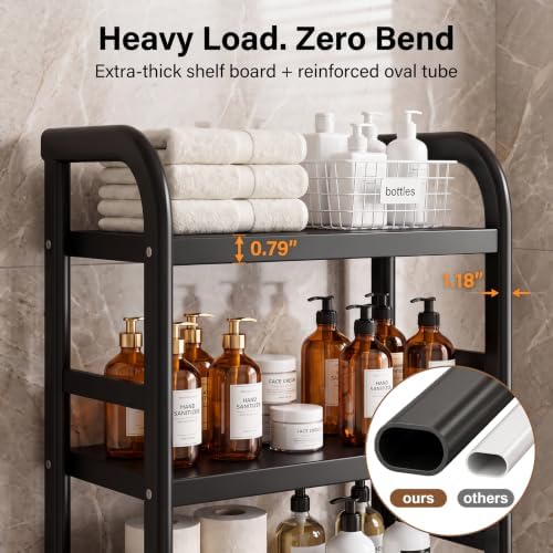 PureBox Over The Toilet Storage Rack,Heavy Duty Oval Tube Frame,21" W,Black - Image 3