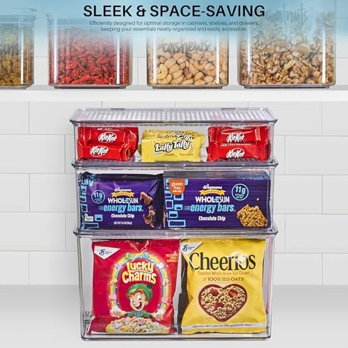 Sorbus Clear Storage Bins with Lids, Stackable Organizer (Medium) - Image 6