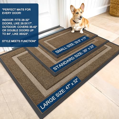 OLANLY Front Door Mat Outside 47x23, All-Season Heavy-Duty Rubber Doormat - Image 2