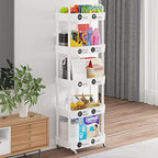 5 Tier Rolling Cart with Wheels, Utility Storage Carts,White - Image 5