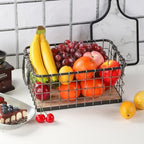 13.8" Wide Rectangular Sturdy Hand Welded Farmhouse Metal Wire Basket with Rustic Wooden Bottom For Shelves, Closet Storage Bins for Shelves. Also For Laundry, Towel, Spice Rack, Tool Box (14"x9") - Image 3