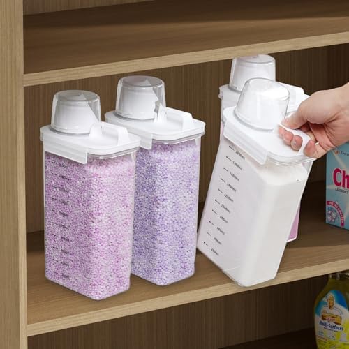 Sandmovie 3 Packs Laundry Detergent Dispenser, 78 Oz Clear Plastic Laundry Soap Containers with Scale - Image 7
