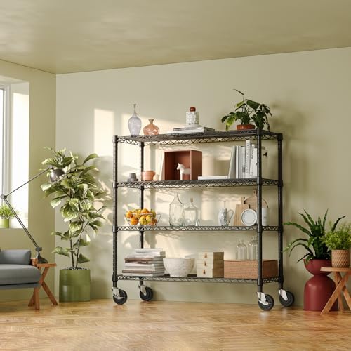 IZEUK 4-Tier Adjustable Heavy Duty Metal Storage Shelving Unit, Wide Utility Rack Organizer for Garage, Kitchen, Office, Basement, Warehouse (Black, 15.7" D x 33.5" W x 70.5" H) - Image 7