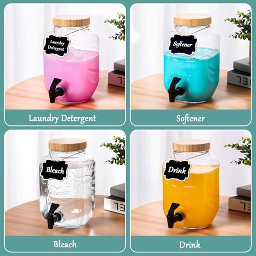 Laundry Detergent Dispenser BY VEGEVIGI, 128OZ Glass Laundry Soap Disepnser Container, Fabric Softener Dispenser, Laundry Room Organization, 2P - Image 6