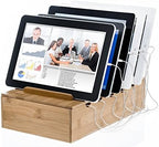 Prosumer's Choice Wooden Charging Station Organizer - 5-Port Base for Phones, Tablets and Laptops - Multi-Device Docking Station with Removable Divider Slots - Cord Box with Cable Management - Bamboo - Image 3