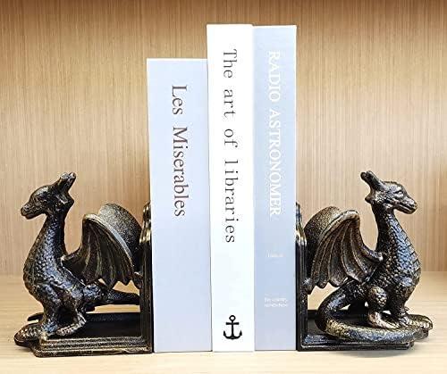 Book Ends - Decorative Book Stopper - Shelves Bookend Support Holder, Unique Dragon Design, Heavy Duty Set 2 - Image 4