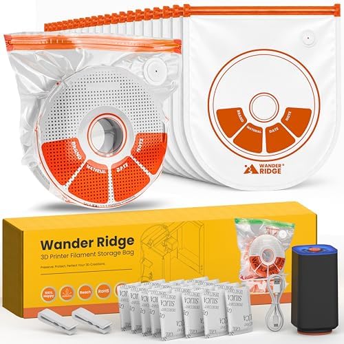 20 PCS U-Shaped 3D Filament Storage Bags Kit, 3D Printer Accessories for PLA, PETG, ABS, TPU, with Auto Pump, 20 Desiccants, 2 Sealing Clips, Extra-Thick Moisture & Dust Resistant by Unknown