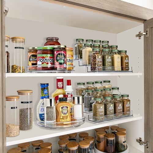 Sorbus Pantry Spice Organizer Set, 3-Tier Seasoning Organizer for Cabinet (2 Pack) and Lazy Susan Spice Rack Turntable 9-Inch, Spice Organization for Cabinet, Condiment Organizer Pantry & Refrigerator - Image 4