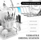 Simple Houseware 2-Tier Stainless Steel Dish Rack with Drainboard, Chrome - Image 5