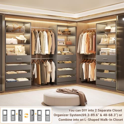 Aheaplus Closet System with 12 Drawers, 8.5-11.5Ft Closet Organizer System - Image 4