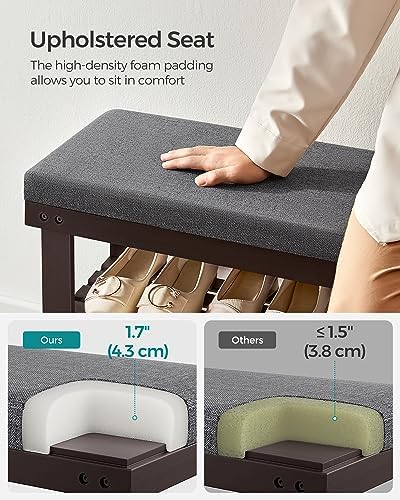 SONGMICS Bamboo Shoe Bench, 3-Tier Shoe Rack, 11.8 x 35.4 x 19.2 Inches - Image 4