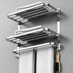 CAXIMSY 22.8Inch Towel Rack for Bathroom and Lavatory Towel Hanger with Wall Mount Towel Bars 304 Stainless Steel No Drill (Collapsible Towel Rack) - Image 2