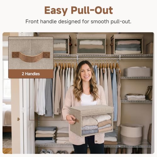StorageWorks Fabric Storage Bins with Lids, Large Closet Storage Bins - Image 3