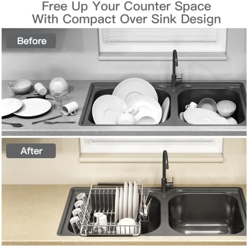MAJALiS Expandable Dish Drying Rack Over Sink with Anti-Slip Grip - Image 2