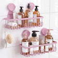 JOTPE Pink Suction Cup Shower Caddy, 2 Pack Bathroom Organizer with Hooks by SHOWERORGANIZERANDSTORAGE