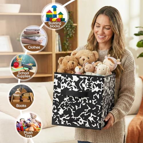 LemonRoad 6 Fabric Cube Storage Bin 11'' Classroom Bin, Black, Classic - Image 6