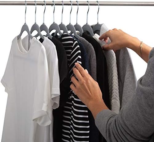 Simplify Slim Velvet Clothes Hangers | 100 Pack | Non-Slip | Shirts | Suit | Pants | Dresses | Garments | Closet Storage & Organization | Durable | Grey - Image 5