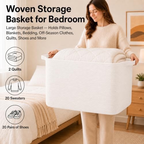OIASKET 118L Extra Large Blanket Basket Living Room, 24.8"x17.7"x16.2" - Image 4