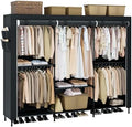 CASAMAYA Portable Closet, 81.5 Inch Extra Large Capacity Wardrobe Closet with Cover, Clothes Storage Organizer with Shelves and 5 Hanging Rods, Easy to Assembly, Black PCT136B01 by Unknown