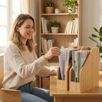 2 Pack Bamboo Magazine File Holder Book Holder Frames - Image 2