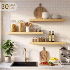 Dreamland 24 Inch Floating Shelves, 6.7" Rustic Wall Shelf, Oak, 3 Pack - Image 2