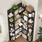 FOTOSOK 72" Tall Corner Bookshelf, 6-Tier Bookshelf and Bookcase, Black - Image 4