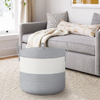 18" X 14" Large Wicker Basket with Lid, Blanket Basket Living Room, Woven Cotton Rope Storage Bin, Kids Dog Toy Storage Bin Box, Tall Laundry Hamper, Blankets Pillows Organizer Holder - Image 5