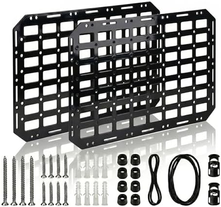 2-Pack Rigid Molle Panel, 15.6" x 11" ABS Plastic Modular Wall Mount Tactical Gear Organizer for Garage, Gun Safe & Vehicle by VehicleSeatBackOragnziers