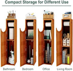 AmazerBath Bamboo Toilet Paper Holder with Storage, Bathroom Toilet Paper Storage Cabinet, Small Bathroom Storage Cabinet for Small Spaces, Slim Bathroom Storage Cabinet, 33x7.3x6.5 Inches, Brown - Image 3