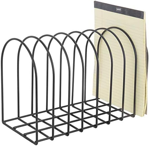 MyGift Large Desktop Document Holder, Black Metal Wire File Folder Organizer Rack with 8-Slots and Arch Design - Image 6