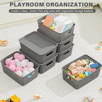 10 Pack Small Plastic Storage Bins with Lids, Stackable Plastic Storage Baskets for Organizing with Handles, Organizer Bins with Labels for Room,Craft,Containers for Pantry Organizers and Storage,Grey - Image 6
