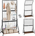 ELYKEN Foldable Grid Wall Panels, 6 x 3 FT Movable Gridwall Display Rack by ELYKEN