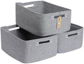 MiniArk Large Storage Baskets for Shelves, 17 x 13 x 7.5” Closet Organizers Bins for Clothes Blanket Towels, Baby Nursery, Toy Baskets Box, Woven Rope Baskets, 3 Packs Mixed Grey by MiniArkStorageBasketsHome