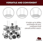 Vdomus Hanging Pot Rack - Ceiling Mount Kitchen Organizer for Pots and Pans with 15 Hooks - 33 x 17 Inches Heavy-Duty, Durable and Space-Saving Pan Holder - Silver - Image 3