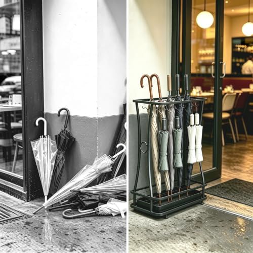 tonchean Large-Capacity Commercial Umbrella Stand with 21-Slots 24 Hooks - Image 5