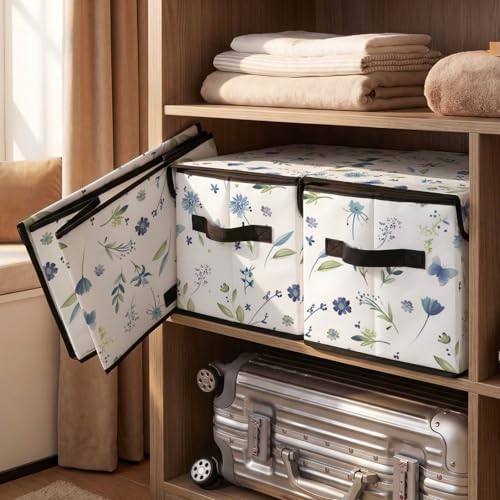 Stackable Storage Bins with Lids,Closet Organizers Fabric Box for Home and Office,Blanket Clothes Organizers,Under Bed Storage Containers 3 Pack - Image 5