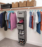 Internet's Best Hanging Closet Organizer with Drawers | 6 Shelf | 3 Drawers | Clothing Sweaters Shoes Accessories Storage | Grey - Image 7