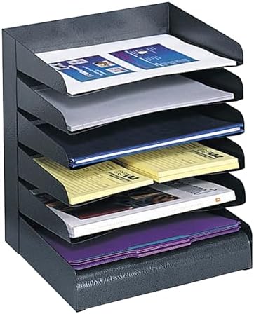 Safco Desk Organizer, 6 Shelves, Office and Classroom Mailbox, Mail Sorter, Commercial Grade Steel, Black by SafcoProducts