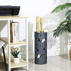 SONGMICS Umbrella Stand, Metal Umbrella Holder for Entryway, with Water Tray and 4 Hooks, 7.7 x 7.7 x 19.3 Inches, Round, Anthracite Gray ULUC23AG - Image 4