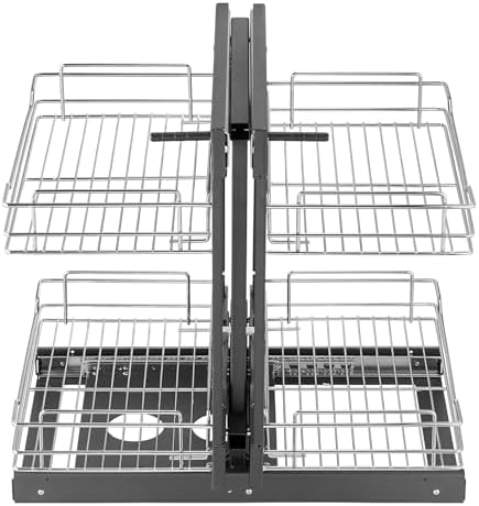 VEVOR Min 15" W Opening Blind Corner Pull Out Organizer, 2 Tier 4 Shelf Kitchen Cabinet Organizer, Chrome Carbon Steel Storage Basket, Slide Out Storage Organizer, Left & Right Open Compatible by VEVOR