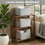 Large Laundry Basket/Hamper, 22"x17"x12", Light Grey Basket - Image 5